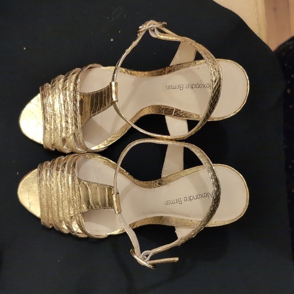 Authentic GOLD leather Python ALEXANDRE BIRMAN Size 8 shoes. 4" heel - Picture 10 of 10